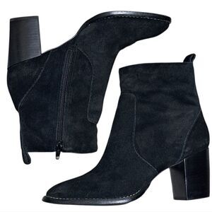 Bernardo Norwich Leather Suede Western Goth Ankle Boots Black Size 7